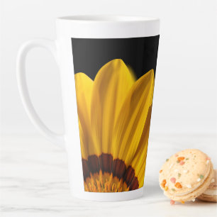 Yellow flower on  black background latte mug
