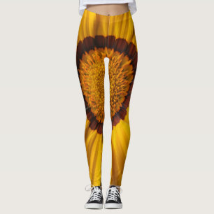Yellow flower on black background leggings