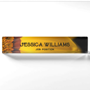 Yellow flower on black background nameplate