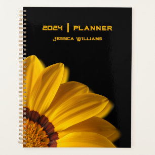 Yellow flower on black background planner
