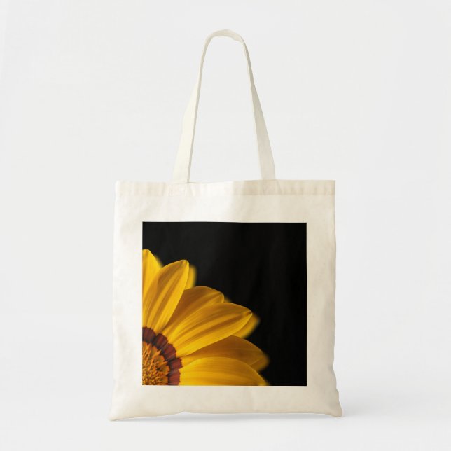 Yellow flower on  black background tote bag (Front)