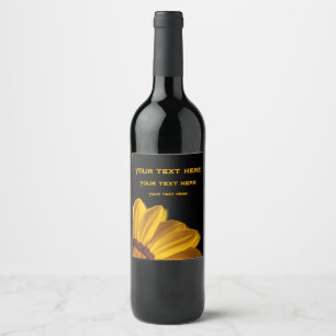 Yellow flower on  black background wine label