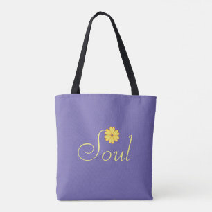 Yellow Flower on Lavender Blue Tote Bag