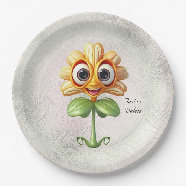 Yellow Flower Paper Plate (Front)