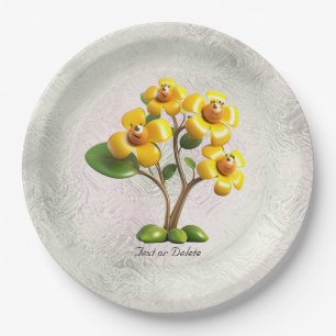 Yellow Flower Paper Plate