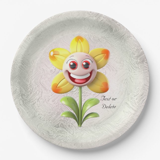 Yellow Flower Paper Plate (Front)