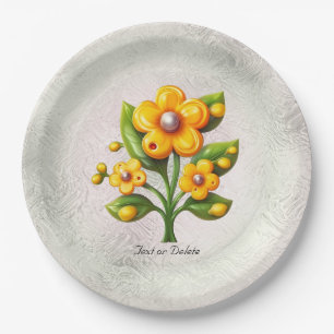 Yellow Flower Paper Plate