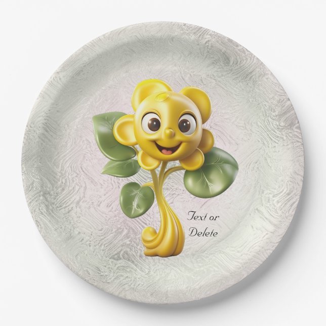 Yellow Flower Paper Plate (Front)