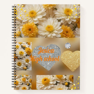 Yellow flower pattern Spiral Notebook