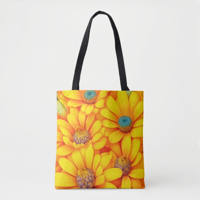 Yellow flower pattern tote bag (Front)