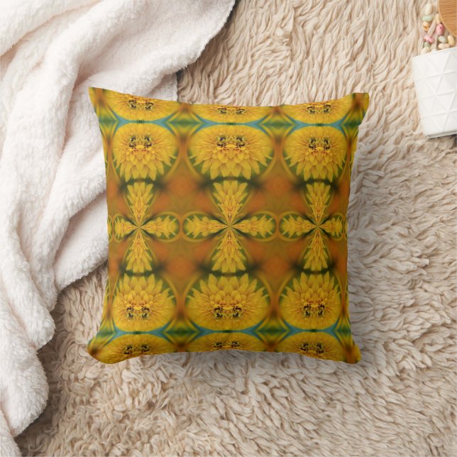 Yellow Flower Petals Abstract Design  Cushion (Blanket)