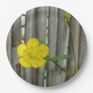 Yellow flower photo Custom Paper Plates 9 in