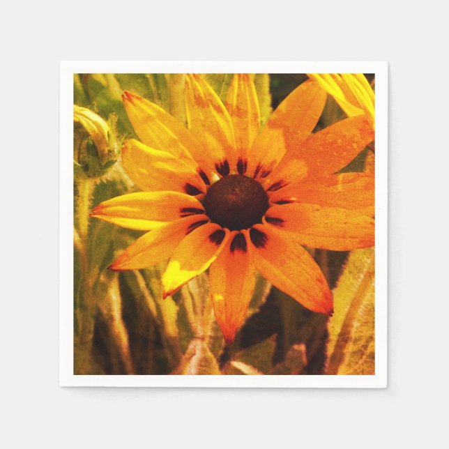 Yellow Flower Photo Paper Napkins (Front)