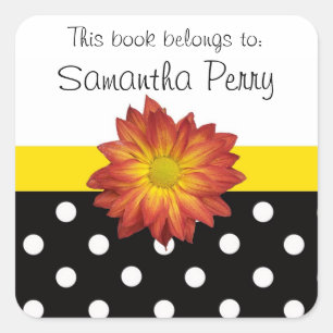 Yellow flower polka dot customisable stickers