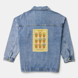 Yellow flower pot  denim jacket