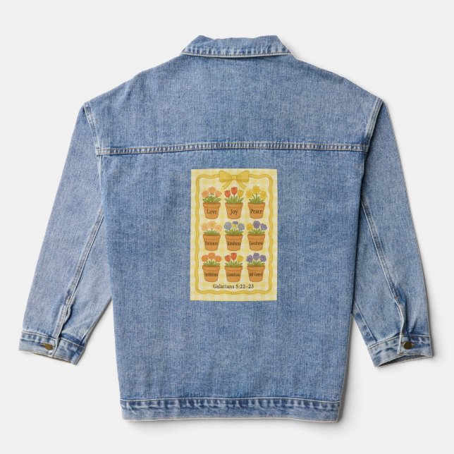 Yellow flower pot  denim jacket (Back)