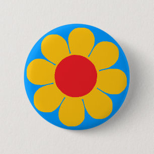 Yellow Flower Power 6 Cm Round Badge