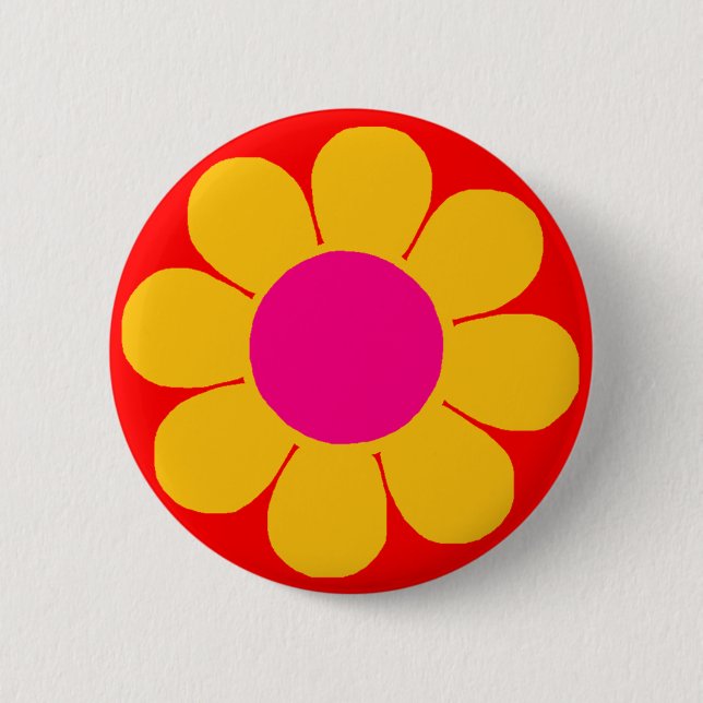 Yellow Flower Power 6 Cm Round Badge (Front)