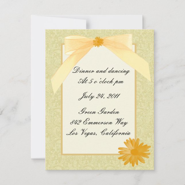 Yellow Flower Reception Cards (Front)