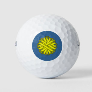 Yellow Flower Ribbon by Kenneth Yoncich Golf Balls