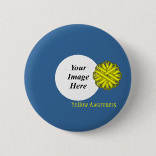 Yellow Flower Ribbon Template by Kenneth Yoncich 6 Cm Round Badge