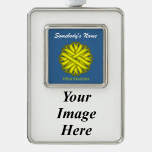 Yellow Flower Ribbon Tmpl(V-I)by Kenneth Yoncich Silver Plated Framed Ornament