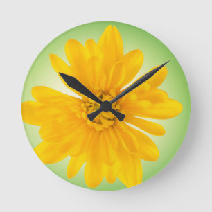 Yellow flower round clock
