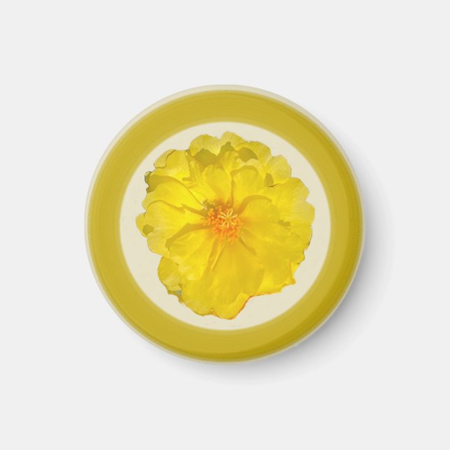  Yellow Flower Round Magnet (Front)