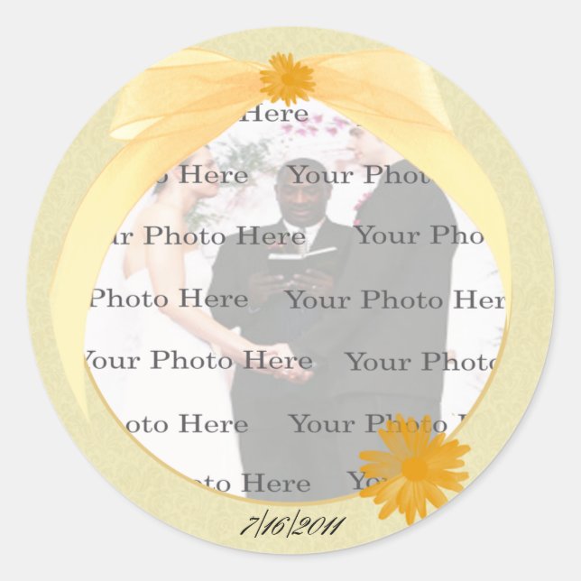 Yellow Flower Round Photo Stickers (Front)