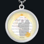 Yellow Flower Round Silver Photo Necklace<br><div class="desc">Personalise this pretty necklace to have as wedding favours at your wedding reception or to have one yourself as a remembrance of your special day. This necklace is also the perfect gift for the bride at her bridal shower. Personalise by adding your photo, and changing the text in the fields...</div>
