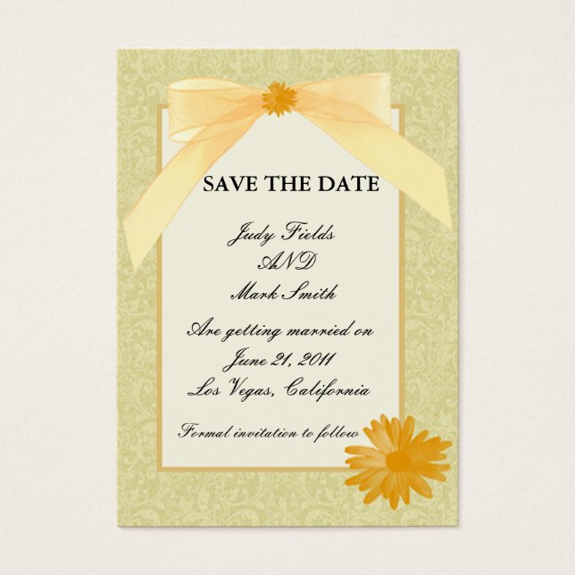 Yellow Flower Save The Date Card (Front)