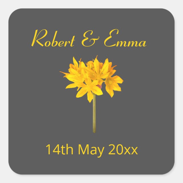 Yellow flower - Save the Date Square Sticker (Front)