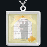 Yellow Flower Silver Square Photo Necklace<br><div class="desc">Personalise this pretty necklace to have as wedding favours at your wedding reception or to have one yourself as a remembrance of your special day. This necklace is also the perfect gift for the bride at her bridal shower. Personalise by adding your photo, and changing the text in the fields...</div>