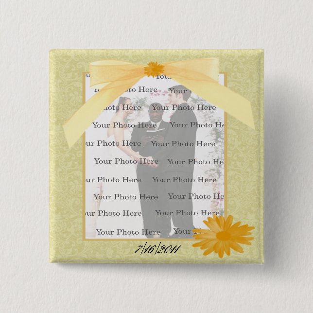 Yellow Flower Square Photo Button (Front)
