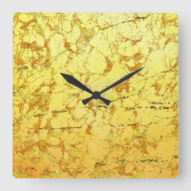 Yellow Flower Square Wall Clock (Front)