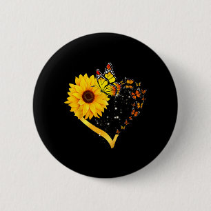 Yellow Flower Summer Floral Sunflower Heart Love 6 Cm Round Badge