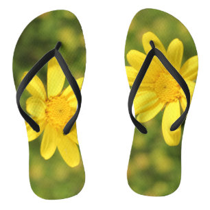 Yellow flower Sunny and Positive Flip Flops