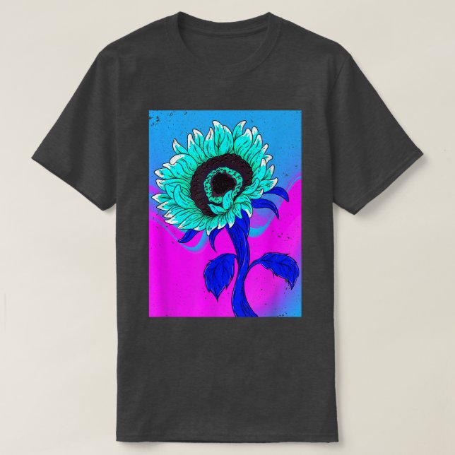 Yellow Flower Synthwave Retro Vaporwave Sunflower  T-Shirt (Design Front)