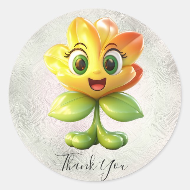 Yellow Flower Thank You Sticker (Front)