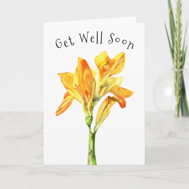 Yellow Flower Watercolor Art | Get Well Soon Card (Front)