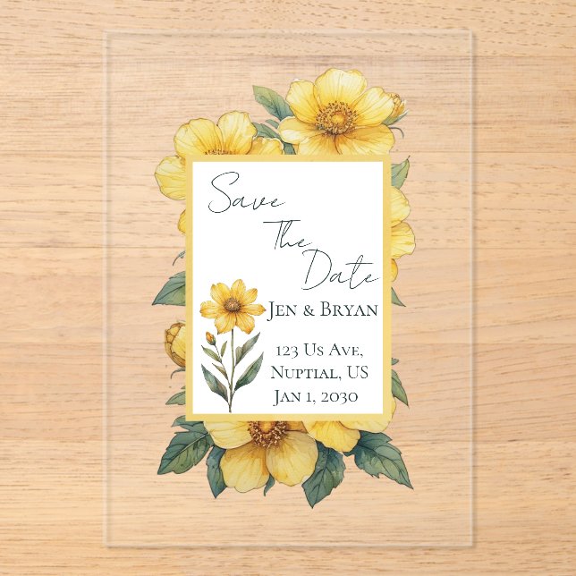 Yellow Flower Wedding Invitation (Front)