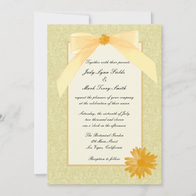 Yellow Flower Wedding Invitation (Front)
