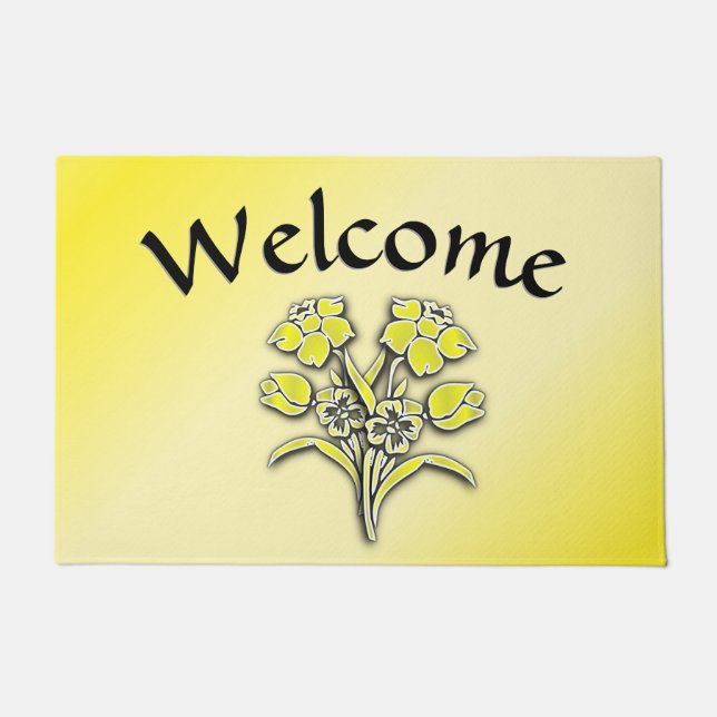 Yellow Flower Welcome Doormat (Front)