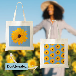 Yellow Flower with Blue Background Tote Bag