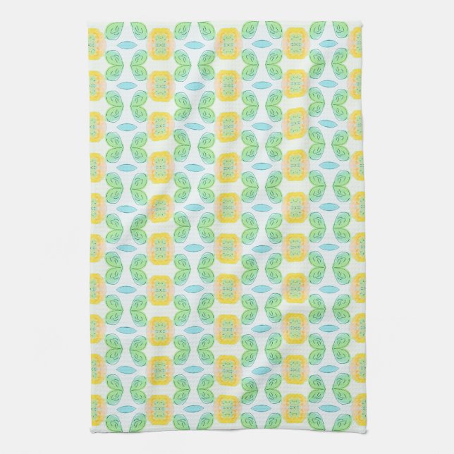 Yellow Flowered Kitchen Tea Towel (Vertical)