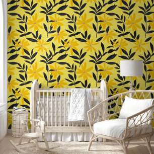 Yellow Flowers Abstract Pattern Wallpaper