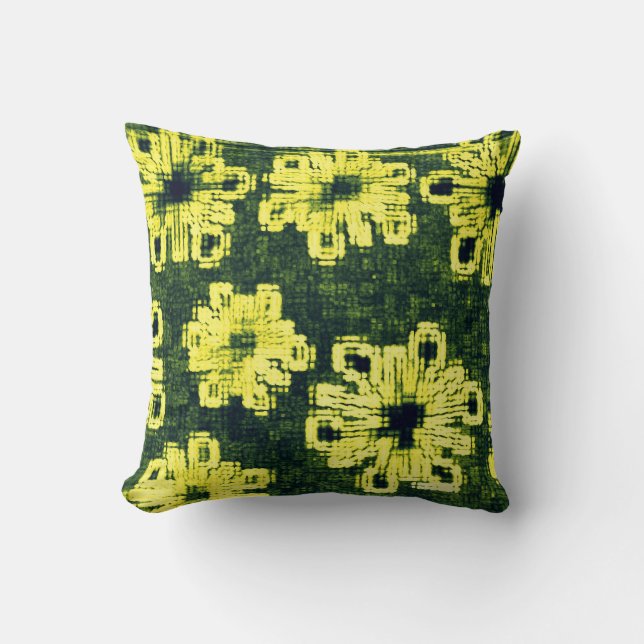 Yellow Flowers Against Black Cushion (Front)