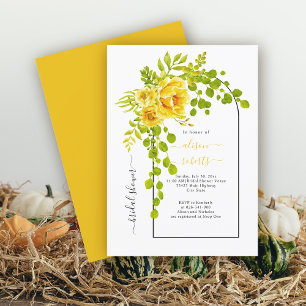 Yellow flowers and arch wedding bridal shower invitation