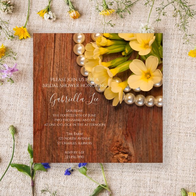 Yellow Flowers and Barn Wood Country Bridal Shower Invitation (Creator Uploaded)