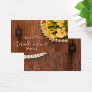 Yellow Flowers and Barn Wood Wedding Favour Tags